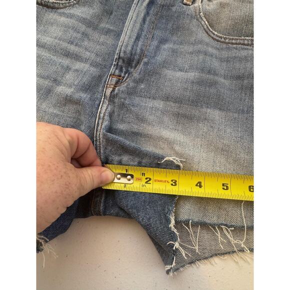 Frame Le Brigette Shorts Womens 27 Blue Denim Mid Rise Distressed Raw Hem USA - Picture 10 of 15